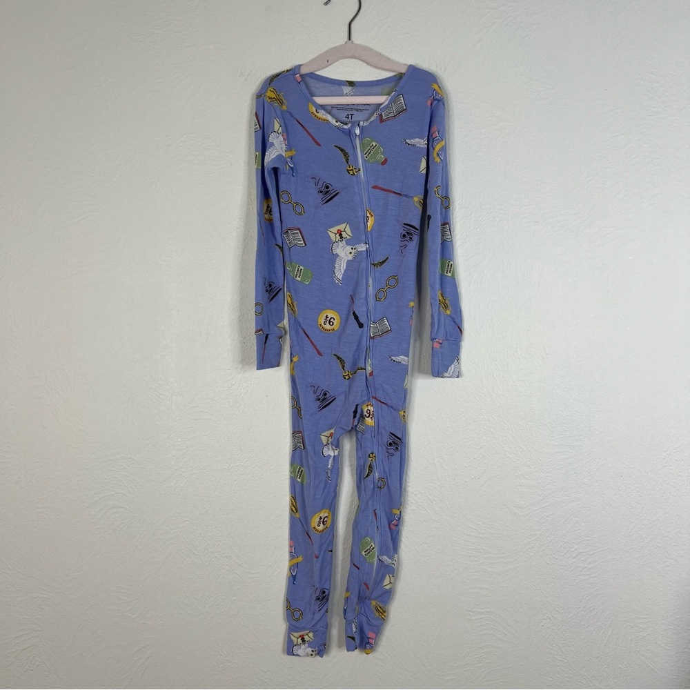 Harry Potter Toddler One-Piece Pajamas Purple Zip Front Long Sleeve Sleeper 4T